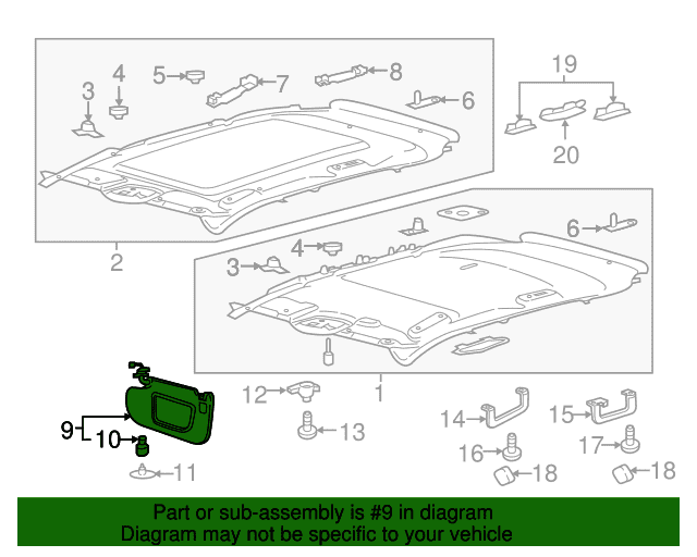 Genuine OE Ford Sun Visor - FT4Z-5804104-XN