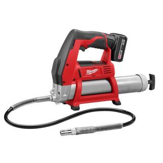 MW M12 12-Volt Lithium-Ion Cordless Grease Gun XC Kit with M12 Right Angle Drill 2446-21XC-2415-20