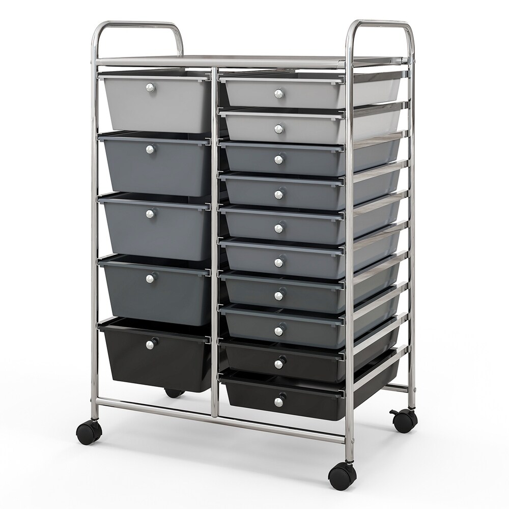 Costway 15 Drawer Rolling Storage Cart Tools Scrapbook Paper Office   See Details