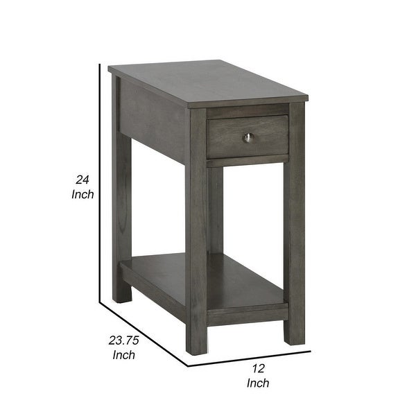 Nili 24 Inch Side End Table， Warm Gray Finish， Single Drawer and Shelf - 24 H x23.75 W x 12 L Inches