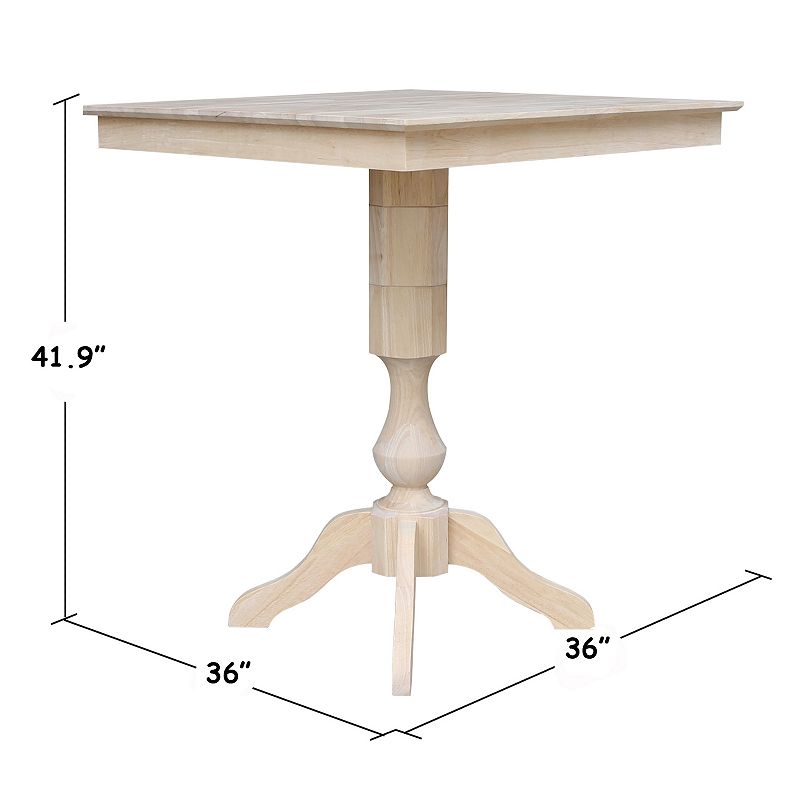 International Concepts Square Pedestal Bar Height Dining Table