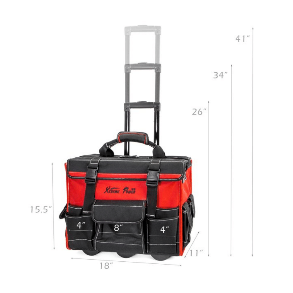 XtremepowerUS 18 Portable Rolling Tool Bag Storage Organizer with Wheels