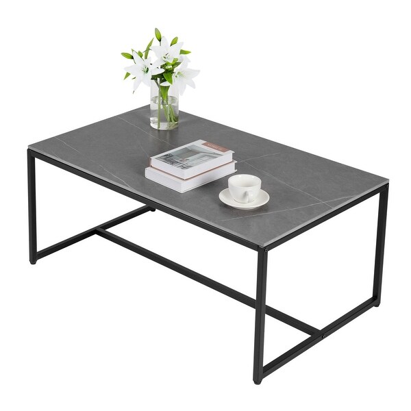 Solid Artifical Marble Rectangle Coffee Table - 23.6