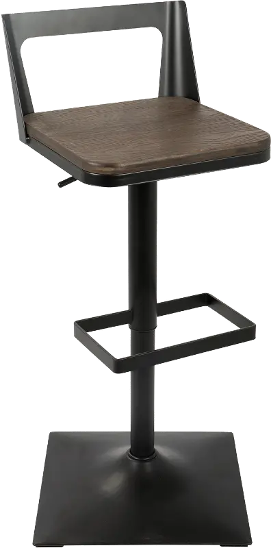 Industrial Black Metal and Brown Adjustable Stool - Samurai