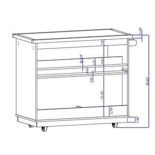 Whatseaso 46 in. Black New Design Kitchen Island with 2-Drawers and Tableware Cabinet LNN-K110501887