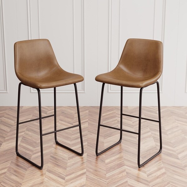 Furniwell 41.3 Inch High Faux Leather Counter Bar Stool， Set of 2