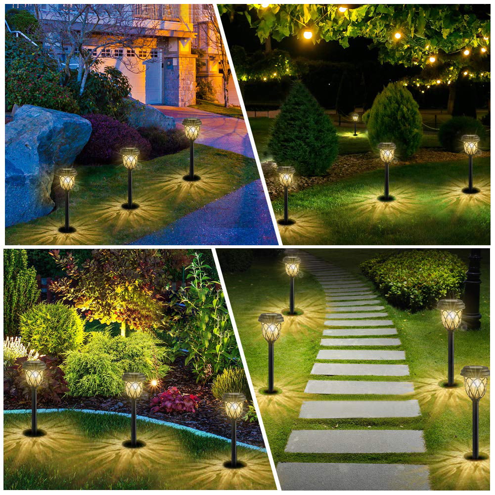 Koovon Solar Lights Outdoor， Bright Solar Garden Outdoor Lights， Waterproof Solar Powered Pathway Lights， Auto on/off Solar LED Landscape Lighting for Walkway Pathway Patio Yard， 6 Pack Warm White