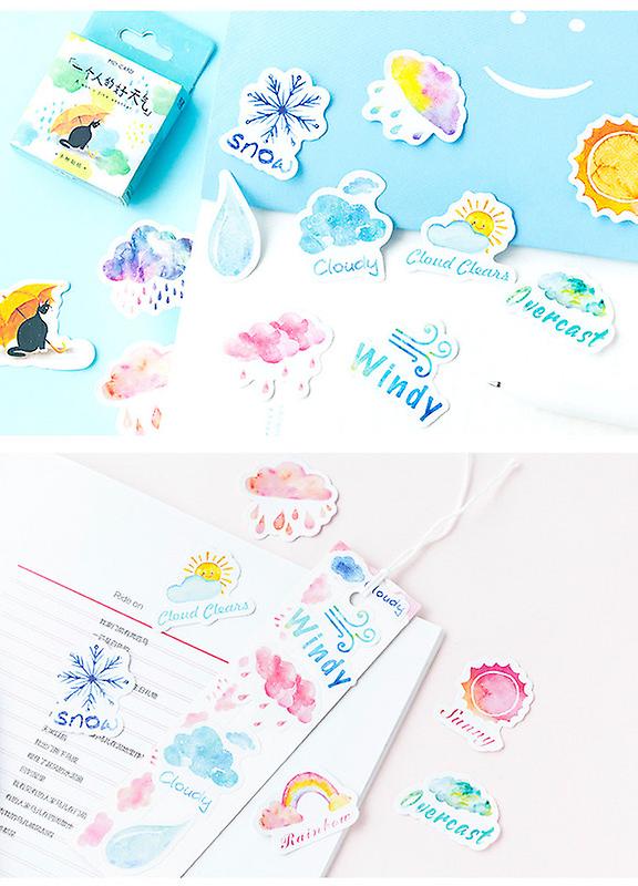 Small Little Boxes Decorative Travel Weather Journal Diary Girl Stickers Scrapbooking Stationery