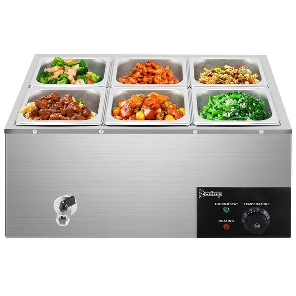 ZOKOP 1200W 19Qt Stainless Steel Small Six Plates Heating Food Warmer - - 36503143