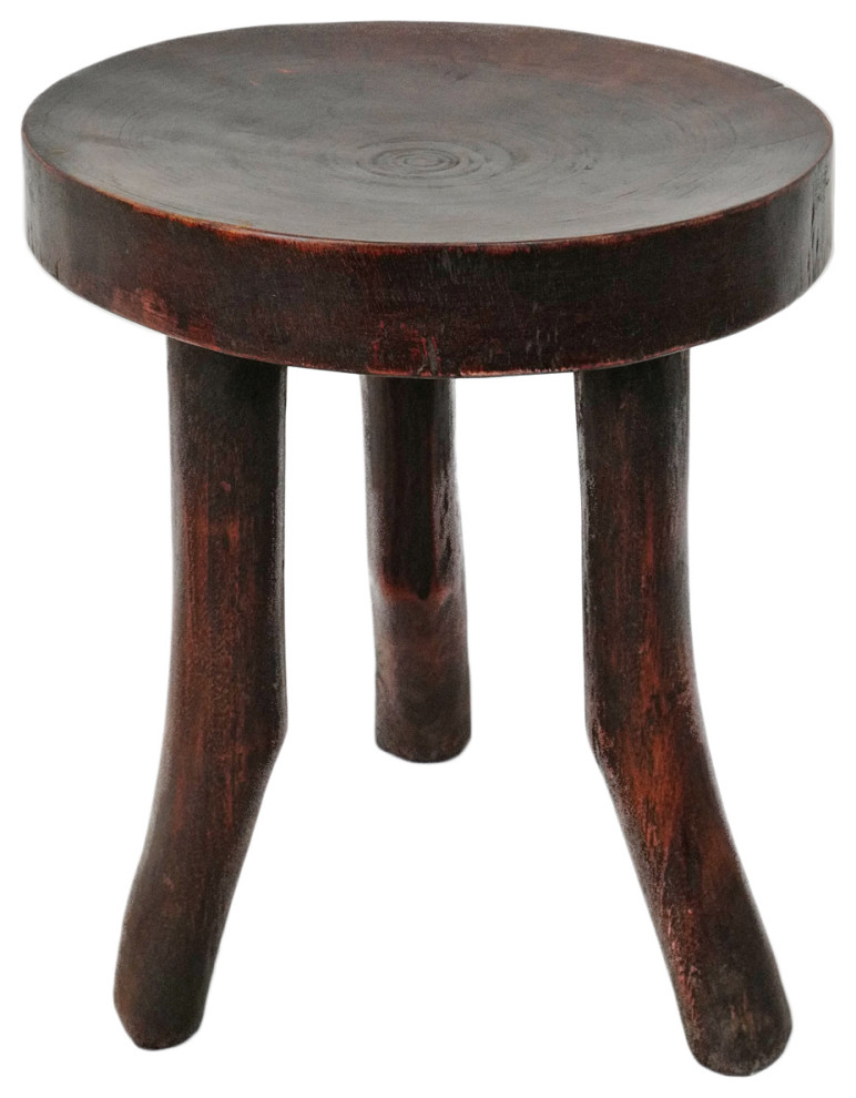 Consigned Three Leg Wood Stool   Rustic   Accent And Garden Stools   by Design Mix Furniture  Houzz