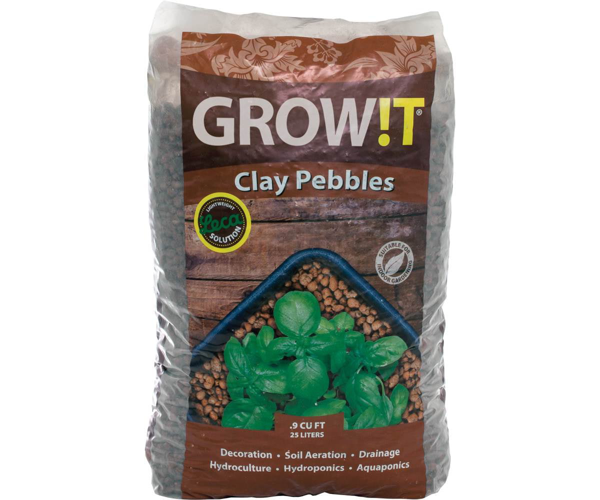 GROW!T GMC25L Hydroponic 100% Natural Clay Pebbles， .90 Cubic Feet/25 Liter Bag