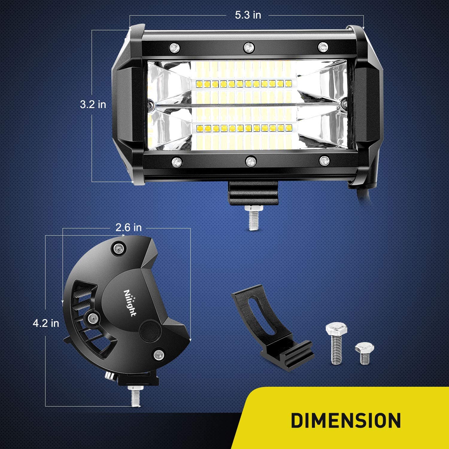 Nilight LED Light Bar 5.3Inch Double Row Flood Led Bar Driving Lights Super Bright Boat Light Fog Lights Led Off Road Lights for Trucks，2 Years Warranty