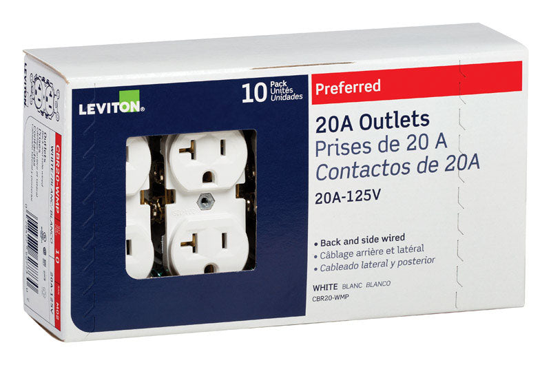 OUTLET DPLX 20A WHT 10PK