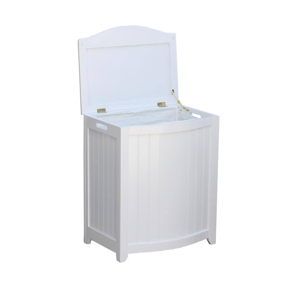 Oceanstar White Wainscot Style Bowed Front Laundry Hamper BHP0106W