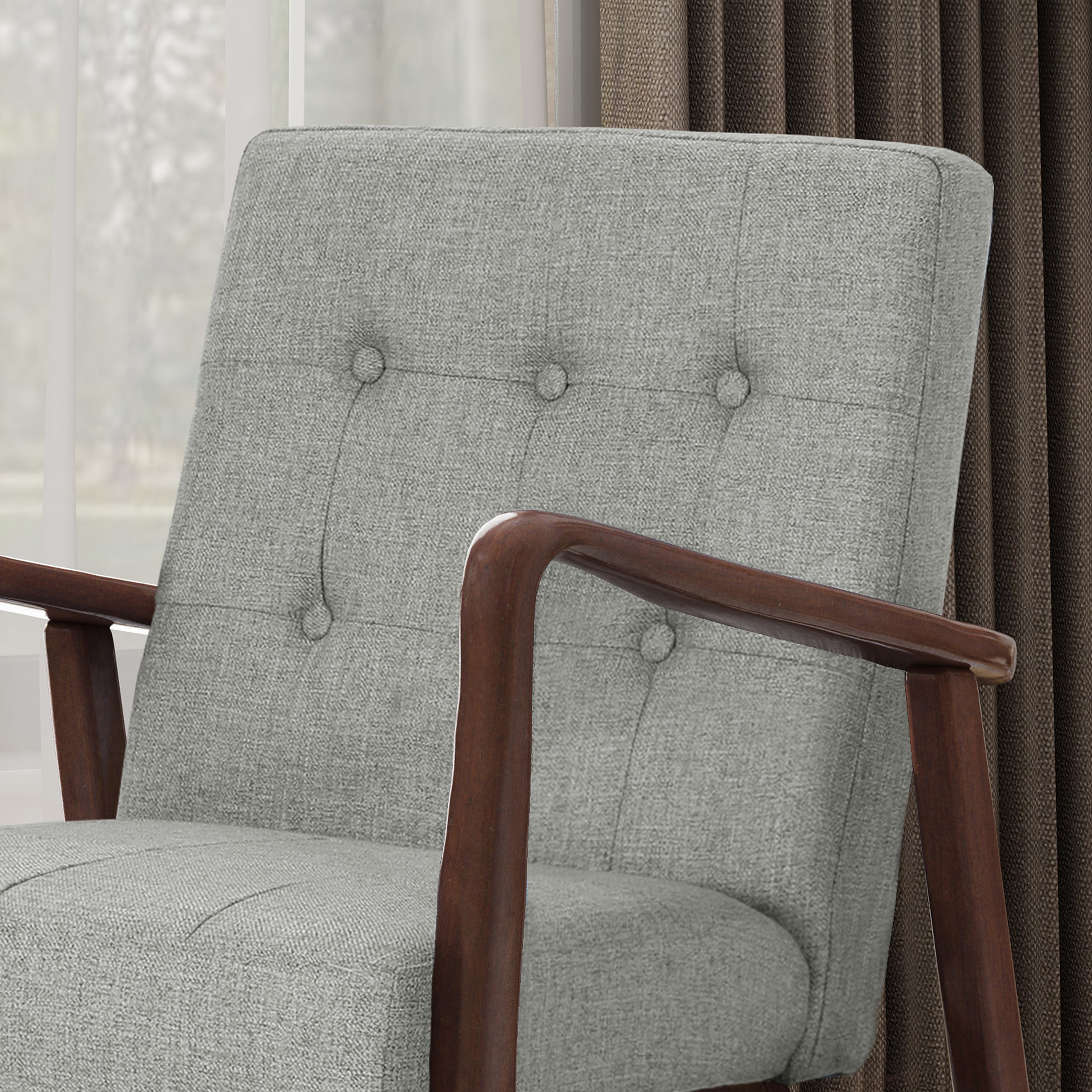 Callisto Fabric Mid-Century Birch Club Chair