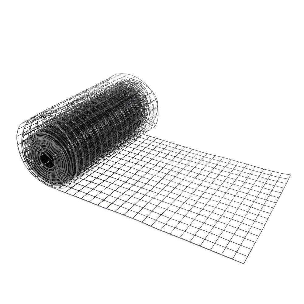 Fencer Wire 4 ft. x 50 ft. 16-Gauge Black PVC Coated Welded Wire Mesh Size 1.5 in. x 1.5 in. WV16-B4X50M1H1H