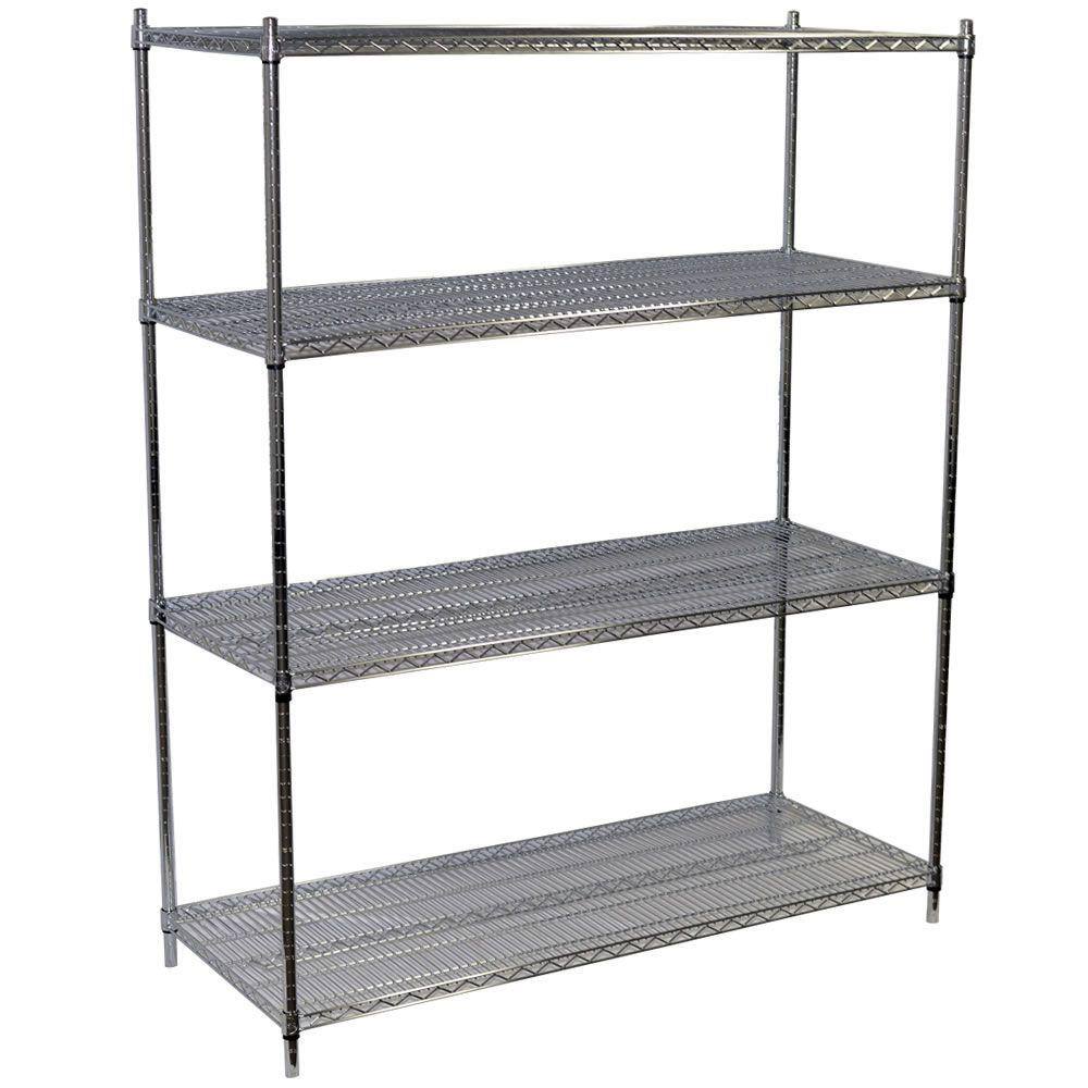 Storage Concepts Chrome 4-Tier Steel Wire Garage Storage Shelving Unit (60 in. W x 72 in. H x 18 in. D) WCS4-1860-74