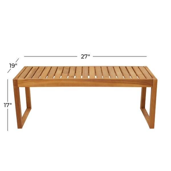 Brown Teak Contemporary Outdoor Accent Table