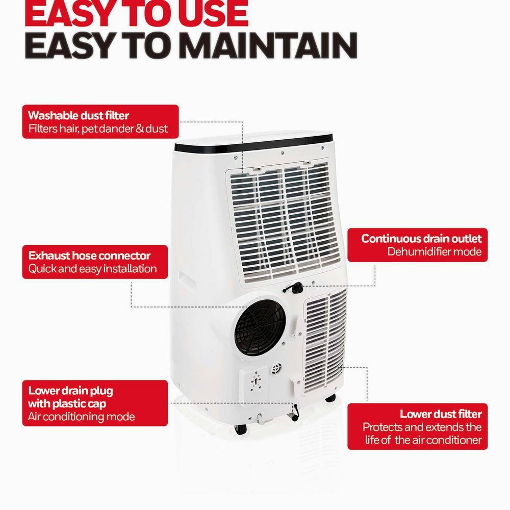 Honeywell 12000 BTU Portable Air Conditioner with Dehumidifier in Black and White HJ2CESWK8