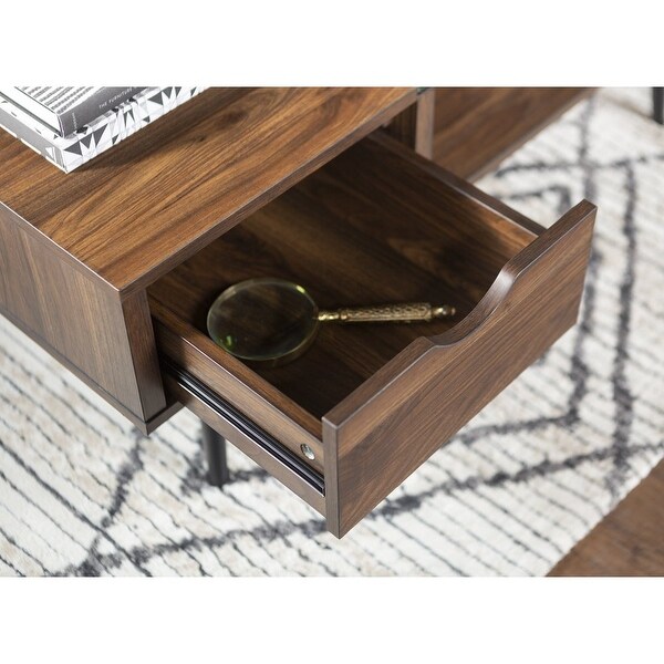 Booker Single-Drawer Wood/Glass Coffee Table， Multiple Finishes