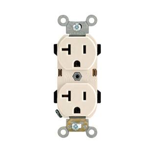 Leviton 20 Amp Industrial Grade Heavy Duty Self Grounding Duplex Outlet Light Almond R76-05352-0TS