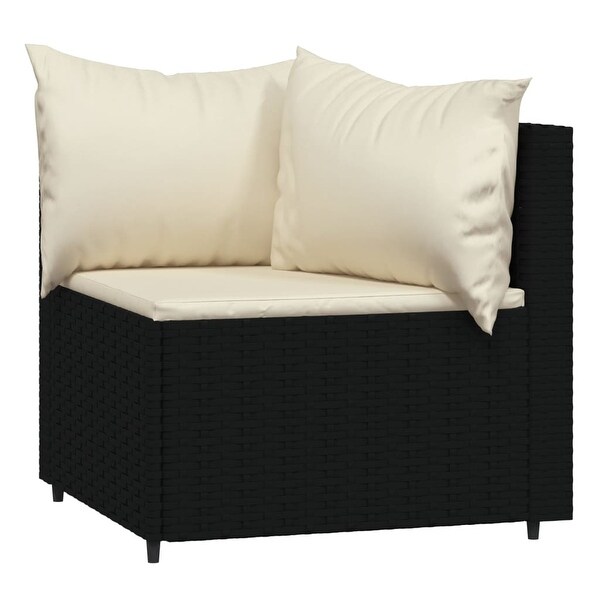 4 Piece Patio Lounge Set with Cushions Black Poly Rattan - Overstock - 37842799