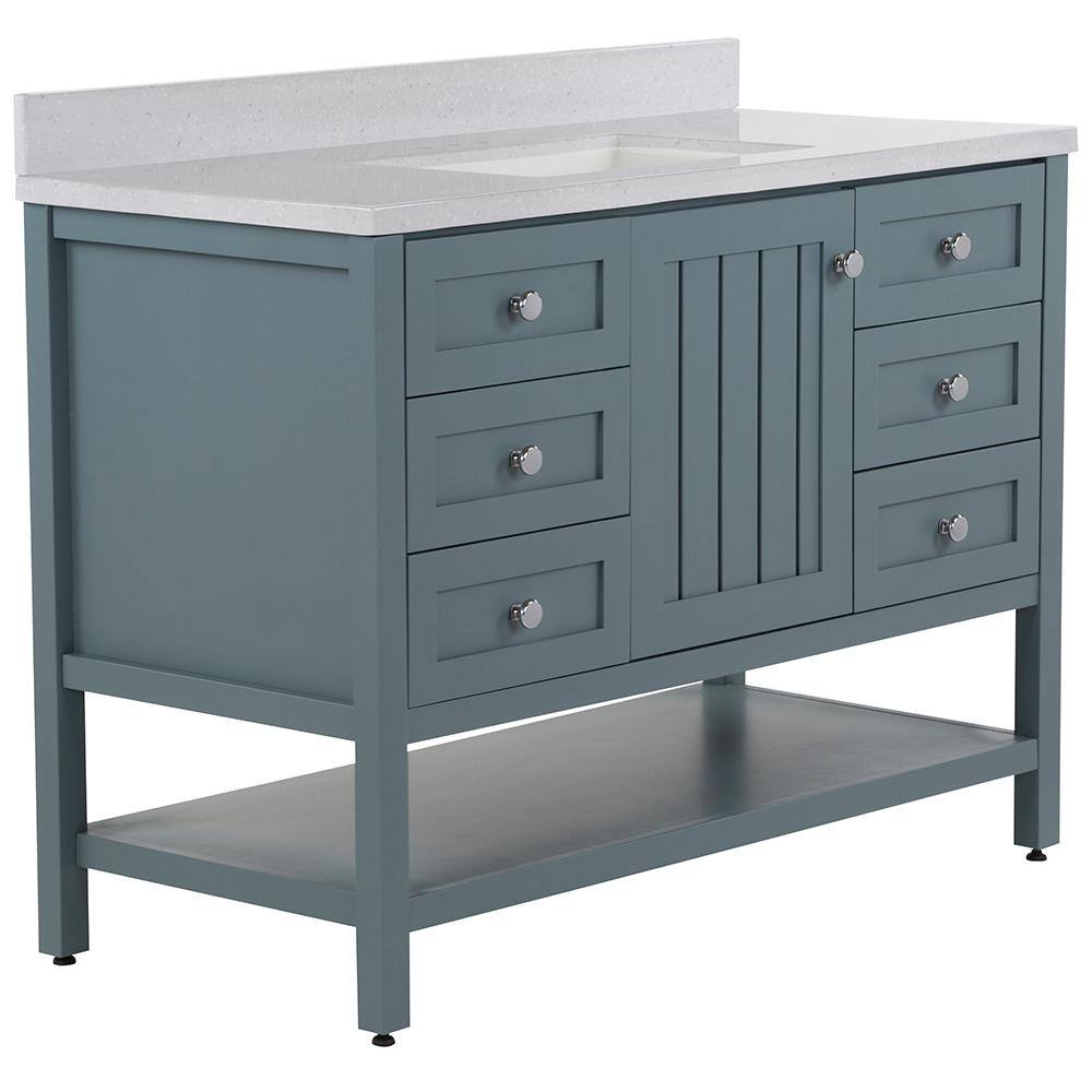 Home Decorators Collection Lanceton 49 in. W x 22 in. D Bath Vanity in Sage with Solid Surface Vanity Top in Titanium with White Sink LT48P2V8-SE