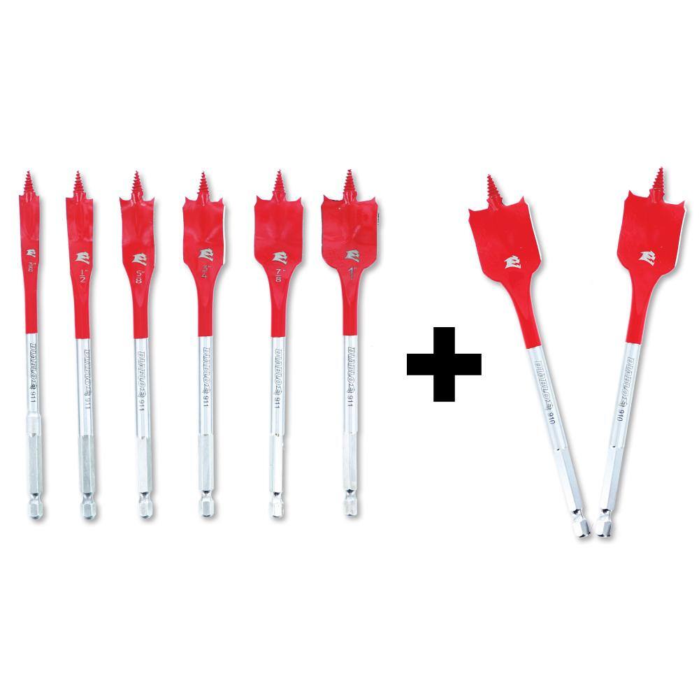 DIABLO 6-Piece SPEEDemon High Speed Steel Spade Bit Set with 2-Bonus Bits (8-Piece) DSP2920-S6+2