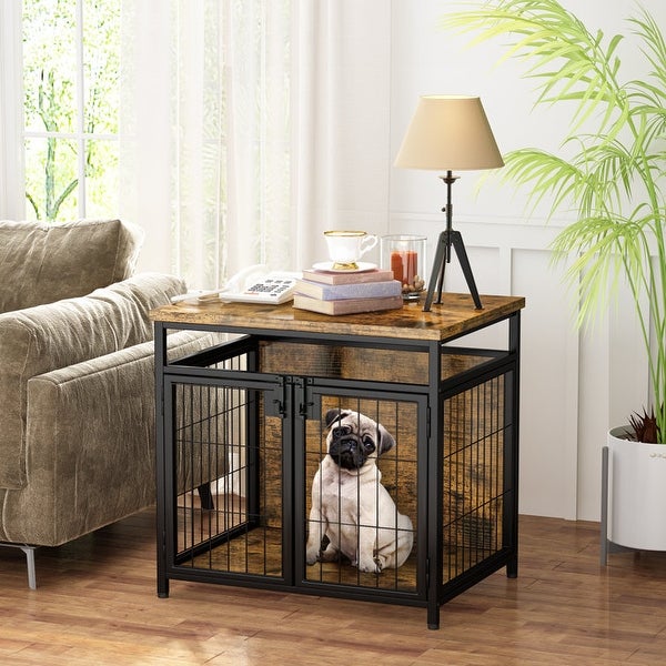 Furniture Style Dog Crate End Table， Pet Kennels Three Doors Dog House Indoor Use for Small Dogs