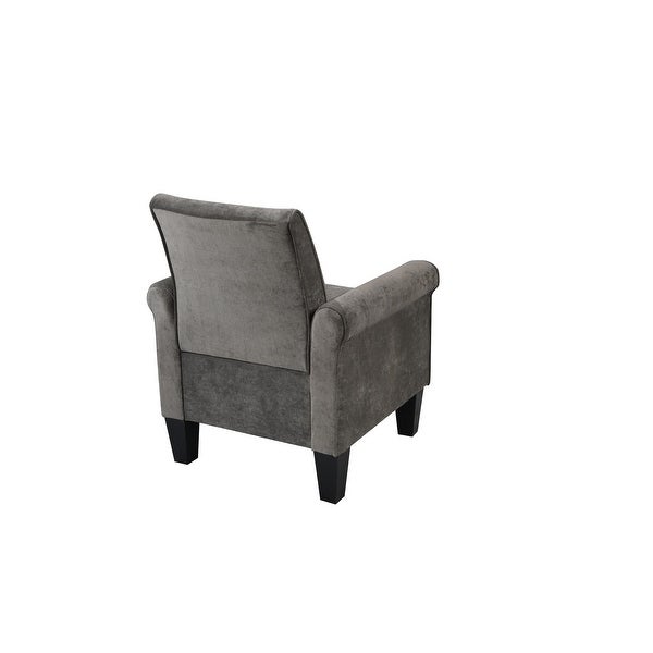 High Quality Fabric Accent Chairs， Sleek Lounge Chairs Comfy Sofa Chair， PU Leather Flared Armchair， Charcoal Grey