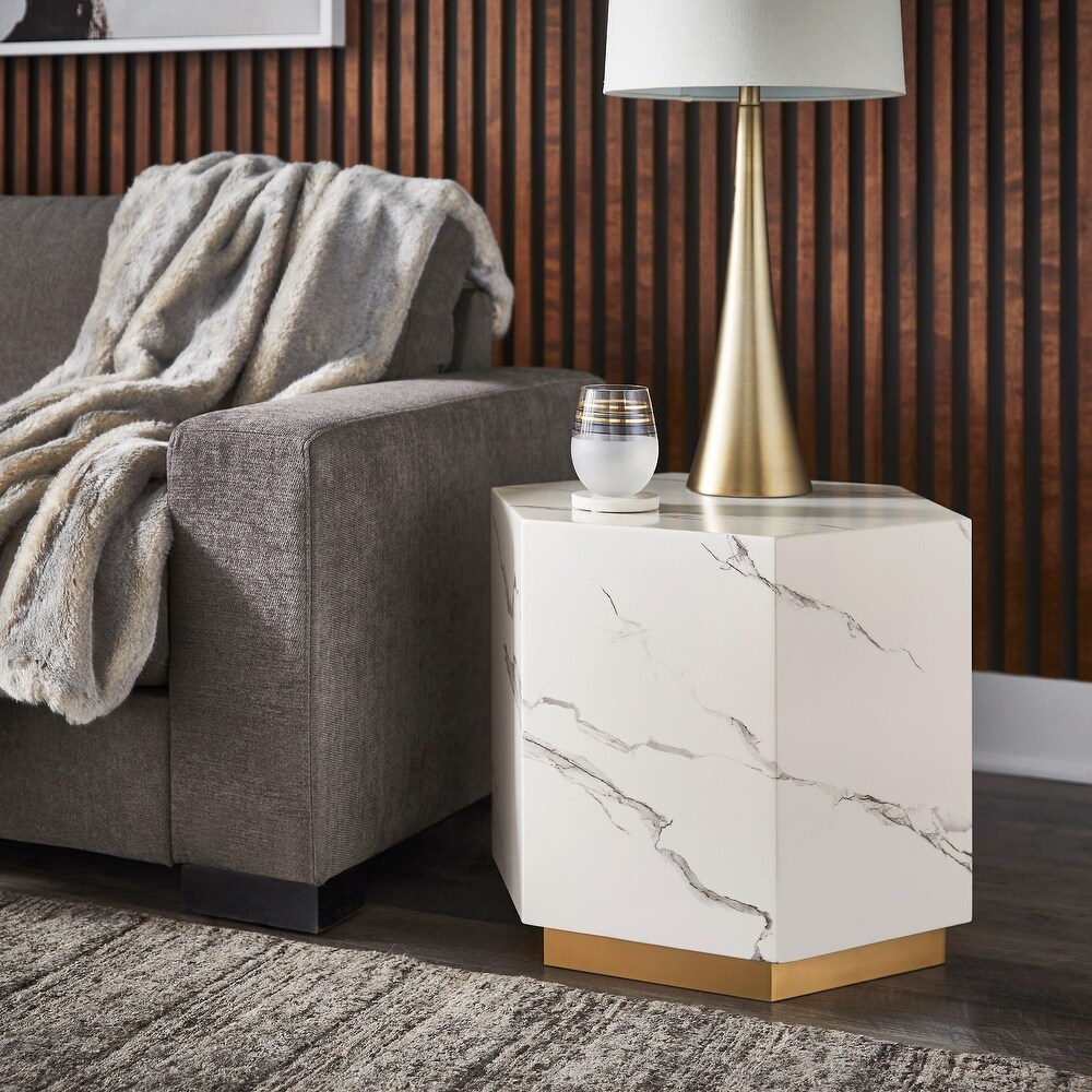 Darcy Faux Marble End Table by iNSPIRE Q Bold