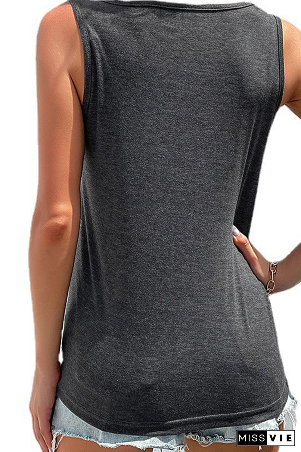 Plain Sleeveless Twist Knot Tank Top