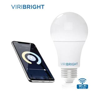 Viribright 60-Watt Equivalent A19 White Ambiance 2700K Dimmable Wi-Fi Smart Connected LED Light Bulb 658101