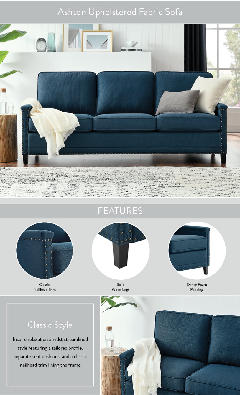 Modway Ashton Upholstered Fabric Sofa, Blue