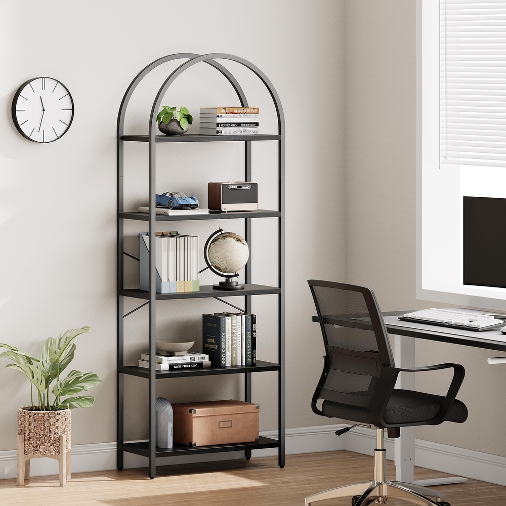 5 Tier Bookcase Arched Display Racks Tall Standing Storage Rack   23.62\