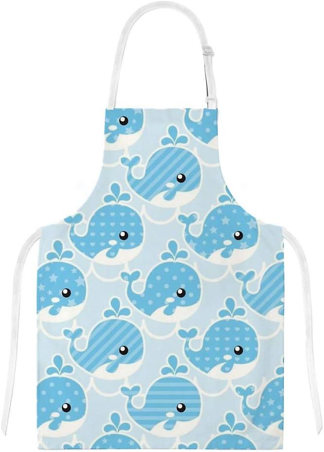 Insulation Kitchen Oven Mitts Potholder Apron 3pcs Set Cute Whale On Wave Non Slip Heat Resistant Gloves For Baking Cooking Bbq