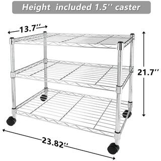 cadeninc Silver 3-Tier Heavy-Duty Metal Wire Shelving Unit (24 in. L x 14 in. W x 20 in. H) Mile-LQD0-I5A