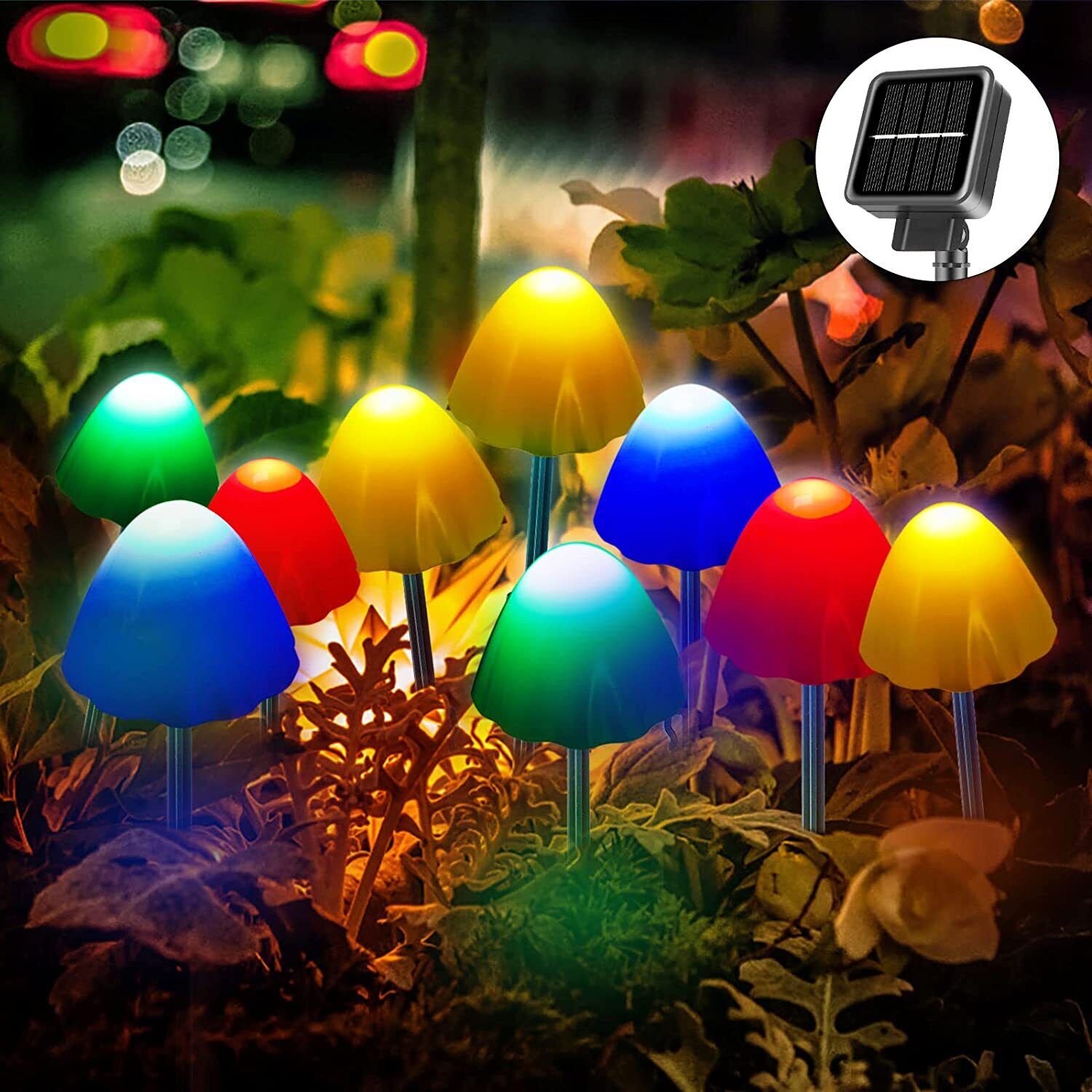 Solar Garden Lights，Solar Mushroom Light Outdoor Waterproof Pathway Lights