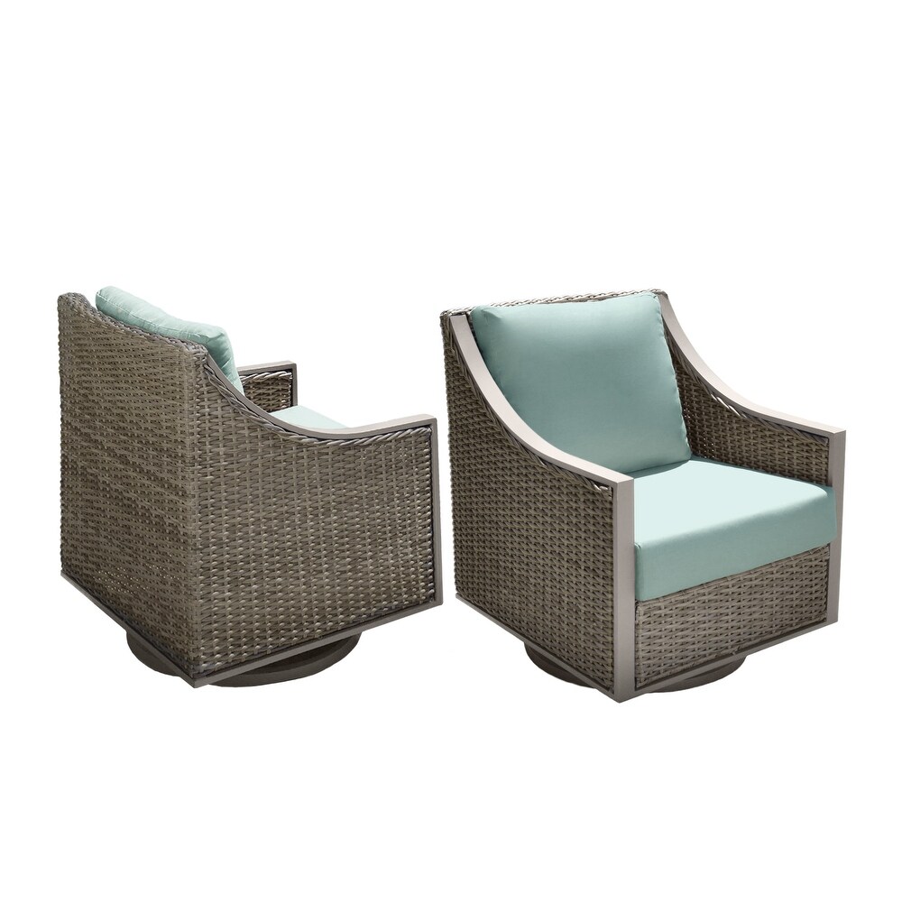 Abbyson Memphis Outdoor Wicker Swivel Chair (Set of 2)