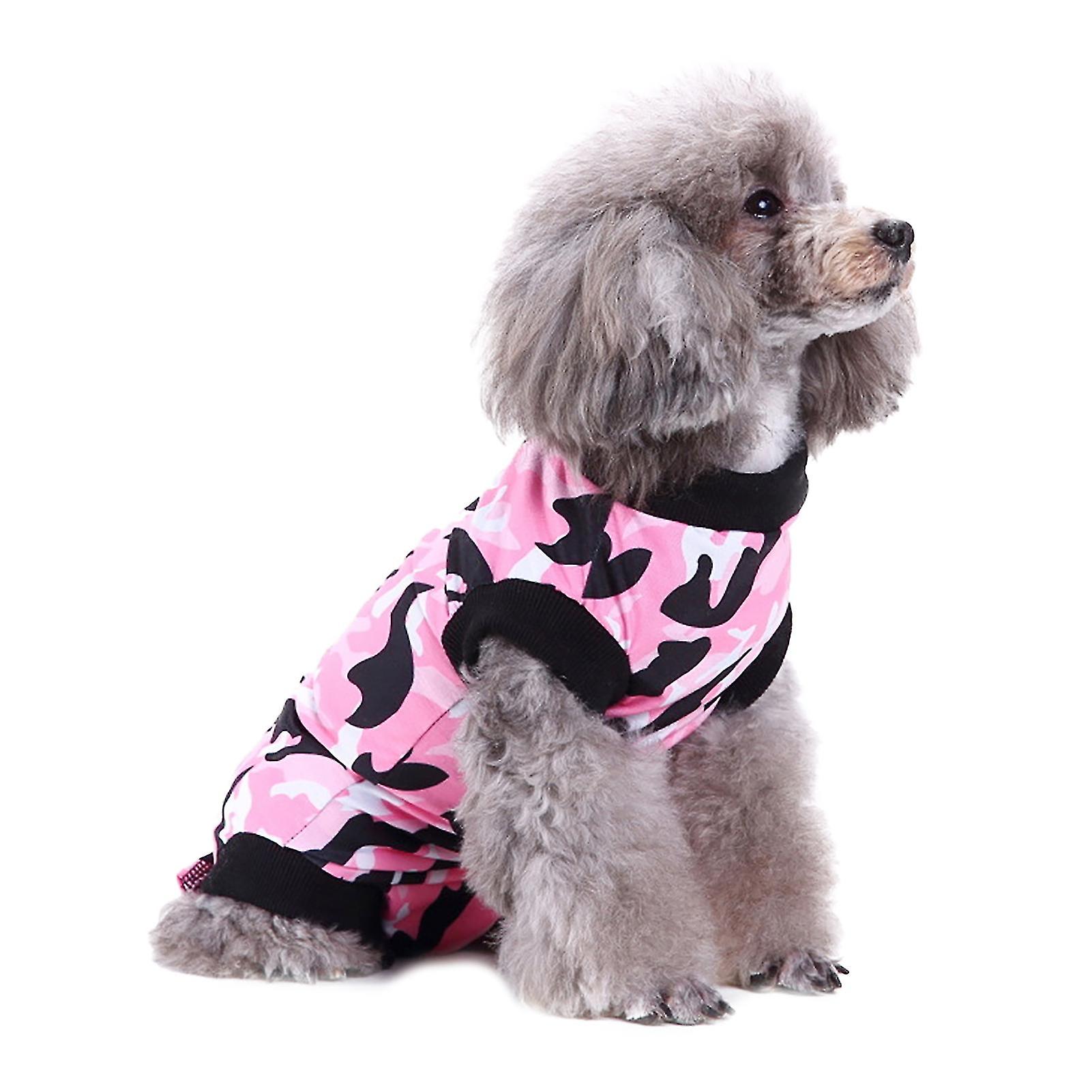 Polyester Pet Recovery Suit Soft Clothes After Surgery Wound Protection for Dogs Cats(Pink M)