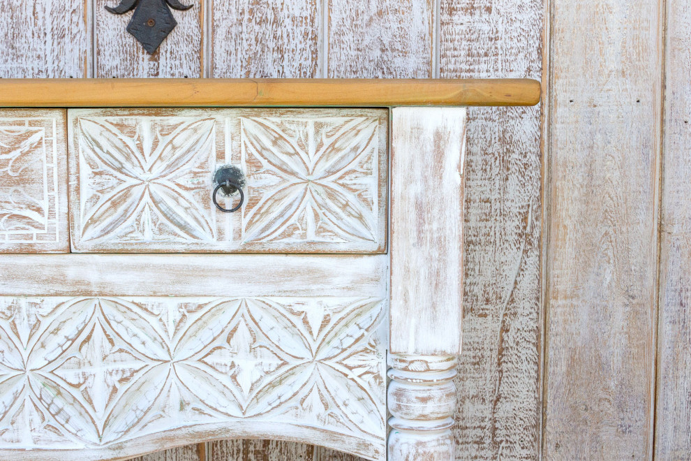 Whitewash Spanish Colonial Nahuala Console Table   French Country   Console Tables   by De cor  Houzz