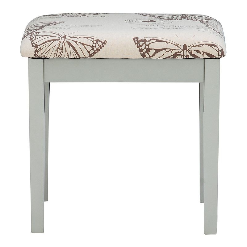 Linon Silver Butterfly Vanity and Stool