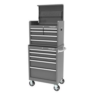 Husky 27 in. 11-Drawer Tool Chest and Cabinet Combo in Glossy Gray 410-027-0111