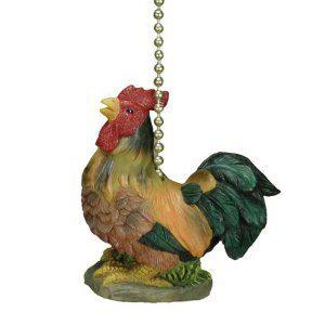 Country Rooster Farm Decorative Ceiling Fan and Light Pull Chain