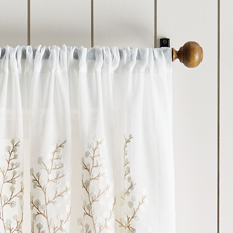 Martha Stewart Georgia Embroidery Rod Pocket Top 2 Window Curtain Panels