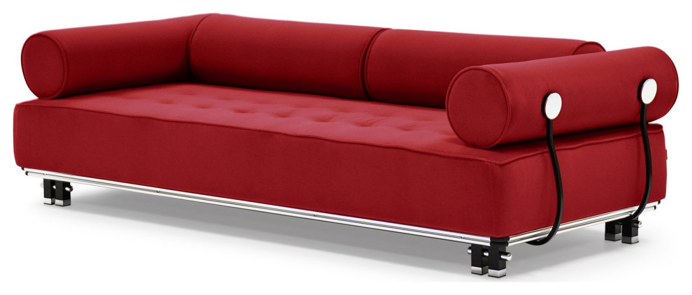 Modern Carrera Red Velvet Fabric Sofa with Black and Chrome Accents   Contemporary   Sofas   by Zuri Furniture  Houzz