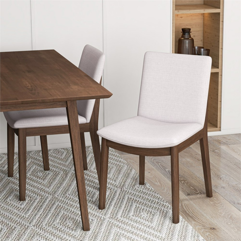 Kingston Mid Century Modern Beige Fabric Dining Chair Set of 2   Transitional   Dining Chairs   by Homesquare  Houzz