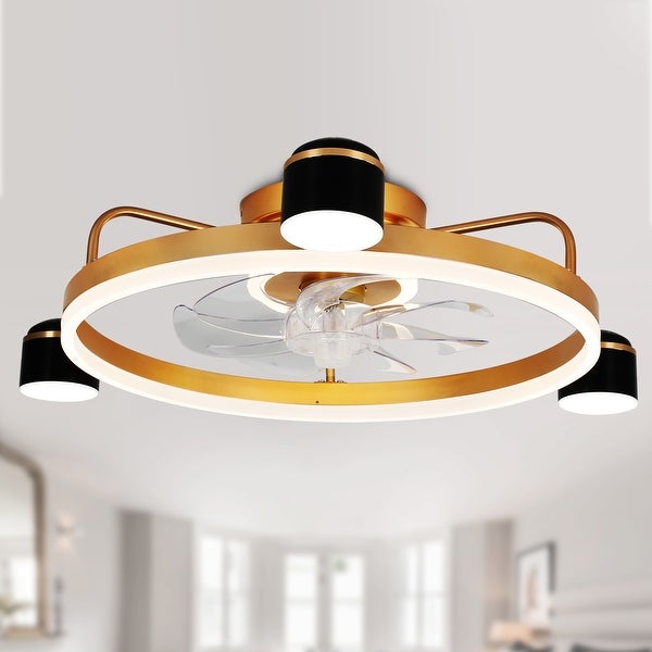 Oaks Aura 28in. LED Starry Night Smart App Control Low Profile Ceiling Fan Flush Mount Dimmable Lighting Shopping - The Best Deals on Ceiling Fans | 40786725