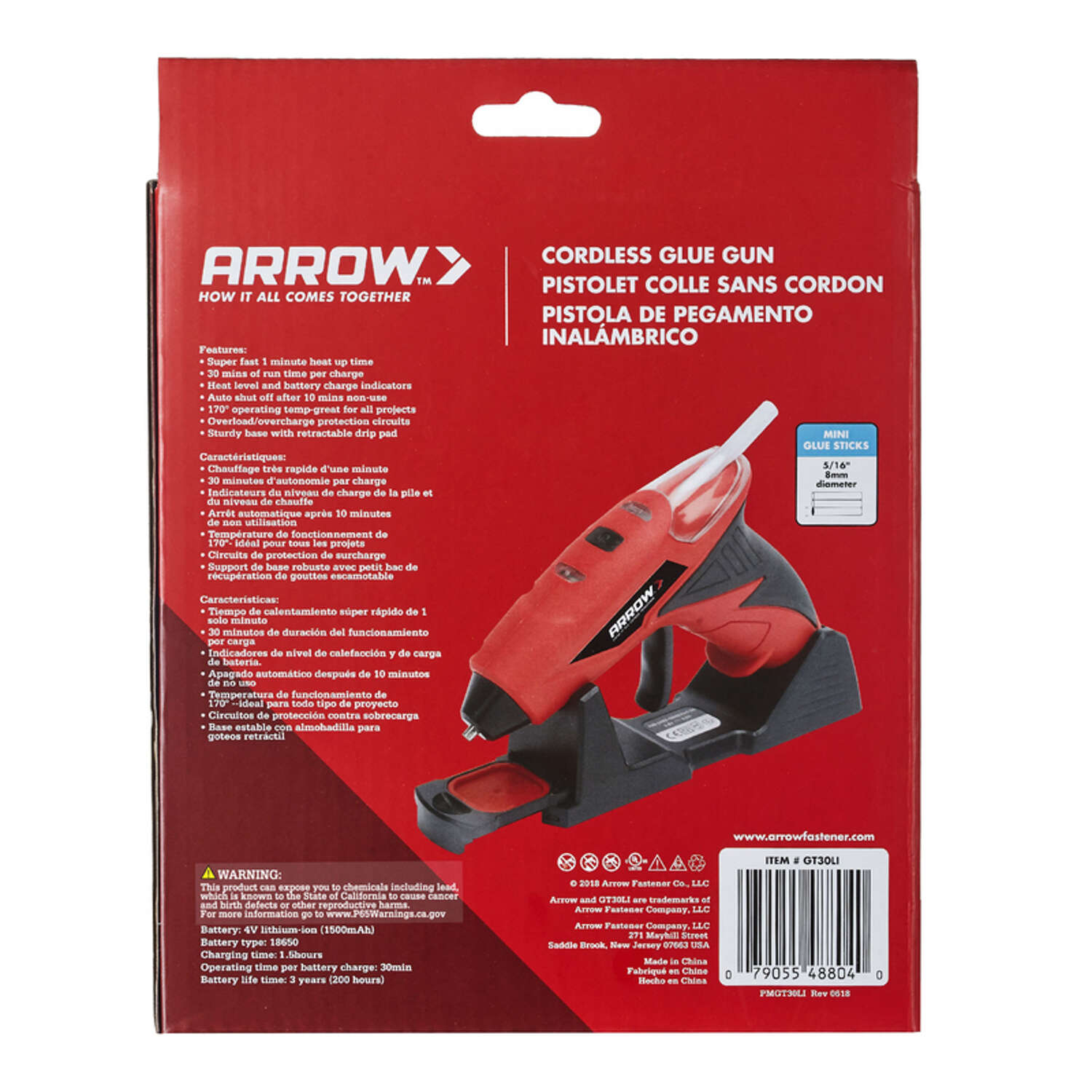 Arrow 6 W High Temperature Cordless Glue Gun