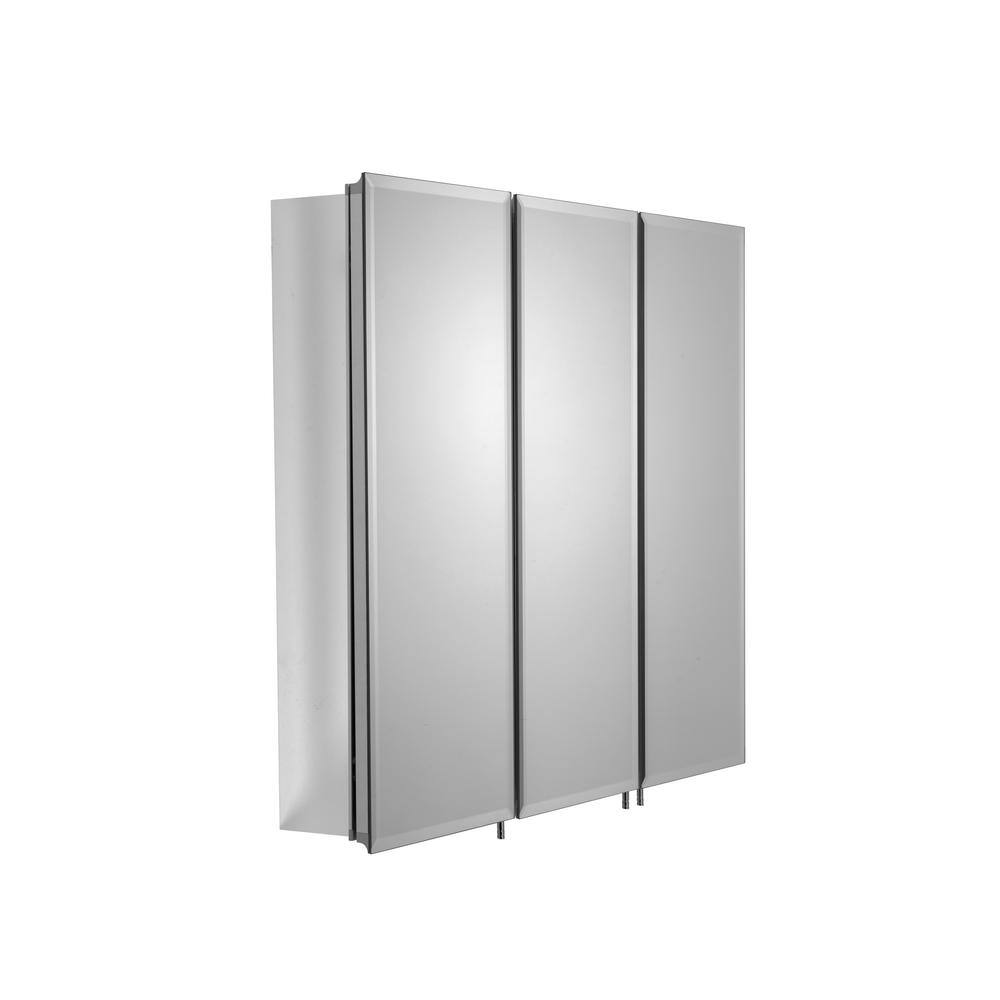 Croydex 30 in. W x 26 in. H Frameless Aluminum Recessed or Surface-Mount Bathroom Medicine Cabinet with Easy Hang System WC101869YW